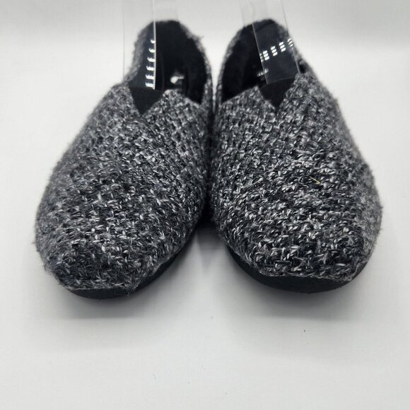 Toms Alpargata Charcoal Gray Black Sweater Fur Inside Leather Sole Shoe 8.5 - Picture 5 of 8